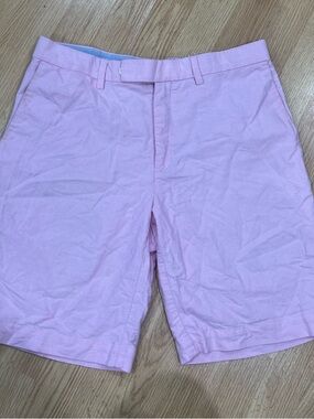 Ralph Lauren Men’s Size 32 Pink Chino Shorts Oxford Cloth Preppy Flat Front